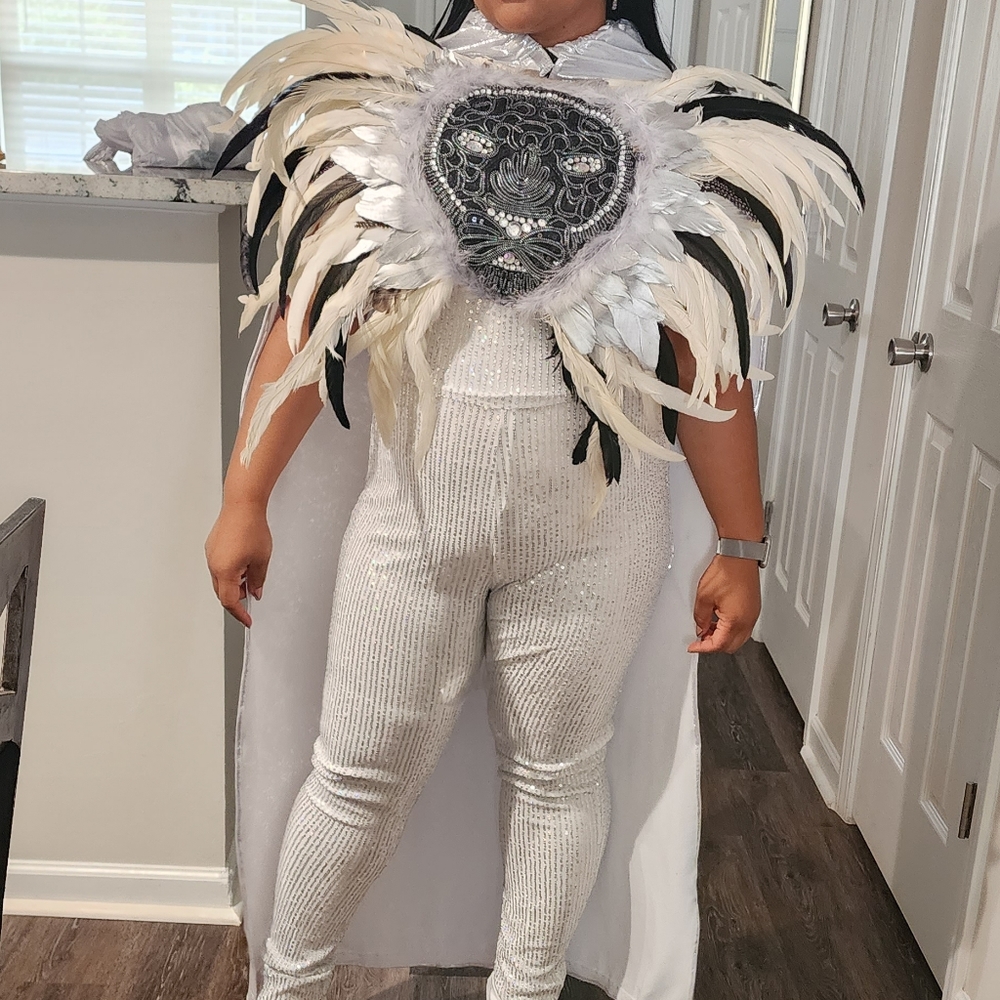Feathered Lion Silver Sequence Jumpsuit in Large